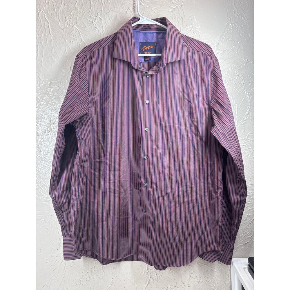 Egara Mens Slim Fit Stretch No Iron Long Sleeve Button Up Shirt Mens Size Large